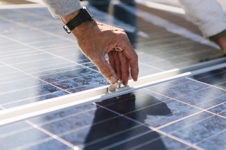 Solar panels with hand