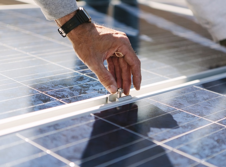 Solar panels with hand